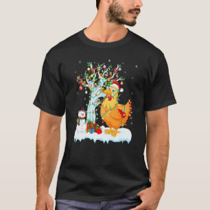 Huhn Vogel Weihnachtsbaum Beleuchtung Santa Hut Hu T-Shirt
