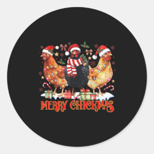Huhn Weihnachten Fröhliche Chickmas Santa Claus Hu Runder Aufkleber