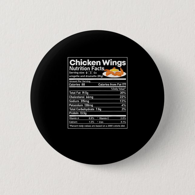 Huhn Wings Nutrition Fact Funny Erntedank Ch Button (Vorderseite)