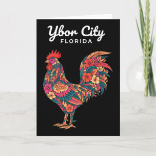 Huhn Ybor City Tropischer Hahn, Floral Florida Karte