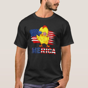 Hühnchen Amerikanische Flagge Sonnenbrille Merica  T-Shirt
