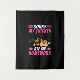 Hühnchen Art My Chicken Ate Meine Hausaufgaben Wandteppich