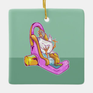 Hühnchen auf Wasserrutsche Keramikornament