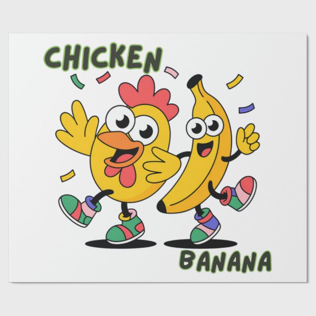 HÜHNCHEN BANANEN TÄNZ GESCHENKPAPIER (Flach)