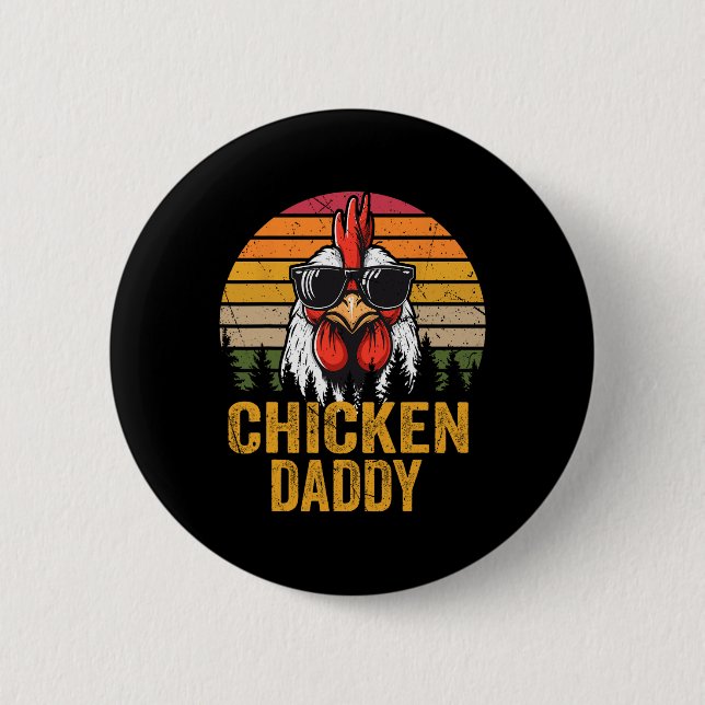 Hühnchen Daddy Vintag Funny Bauer Hühner Vater Button (Vorderseite)