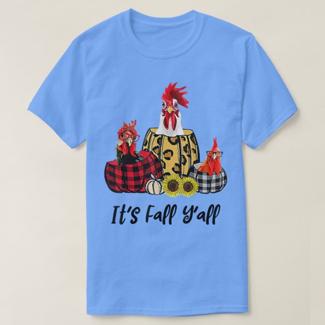 Hühnchen Es ist Fall Y'all Leopard Pumpkin Herbst  T-Shirt (Design vorne)