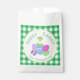 Hühnchen Färbte Ostereier Grüne Karos Fröhliche Os Geschenktütchen