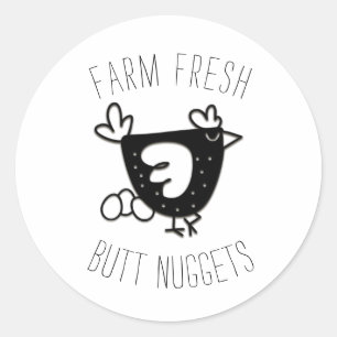 Hühnchen "Frische Hintern Nuggets" Eierkleber Runder Aufkleber