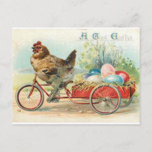 Hühnchen im Vintage-Stil und Ostereier Postkarte