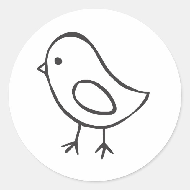 Hühnchen in Schwarz-Weiß-Skizze Runder Aufkleber (Vorderseite)