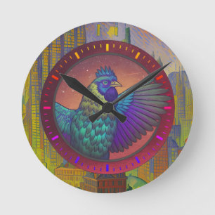 Hühnchen-Kreis-Design Runde Wanduhr