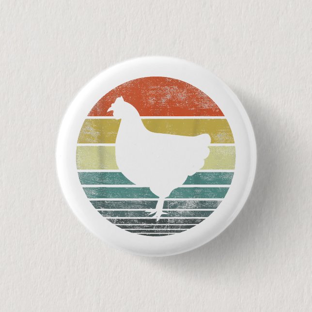 Hühnchen Lover Gaben Funny Bauer Retro Vintag Button (Vorderseite)
