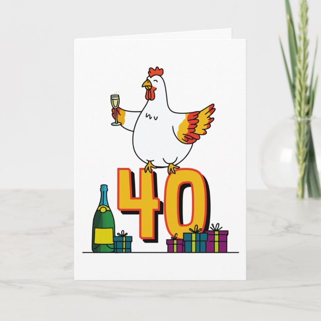 Hühnchen Lover Geburtstag 40. Hen Pet Poultry Karte (Vorderseite)