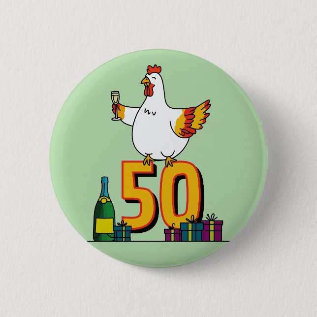 Hühnchen Lover Geburtstag 50. Hen Pet Poultry Button (Vorderseite)
