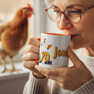 Hühnchen Lover Geburtstag 70. Hen Pet Poultry Zweifarbige Tasse