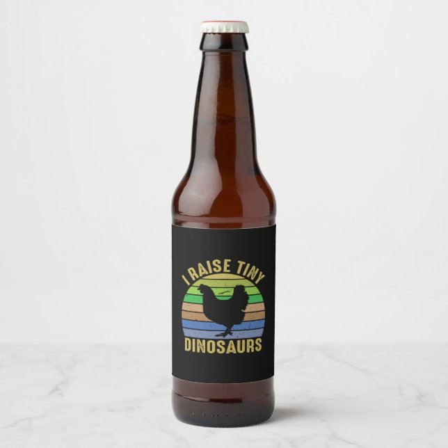 Hühnchen Lover | I Raise Tiny Dinosaurier Bierflaschenetikett (Vorderseite)