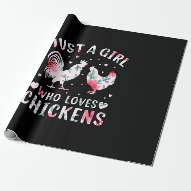 Hühnchen Lover | Mädchen, die Hühner Lieben Geschenkpapier (Ungerollt)