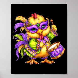 Hühnchen Mardi Gras Nola Maske Perle Niedliche Kin Poster