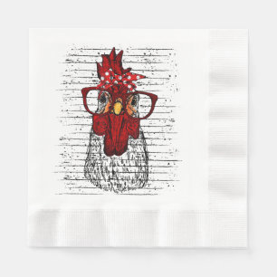 Hühnchen mit Bandana-Kopfband und Brille niedlich Serviette