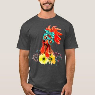 Hühnchen mit Bandana-Kopfband und Brille niedlich T-Shirt