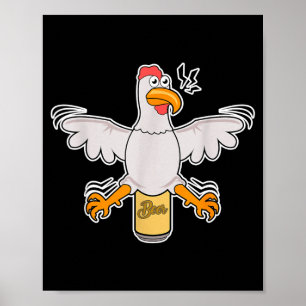 Hühnchen-mit-Bierdose-BBQ-Shirt _ süßes Hinterhof- Poster