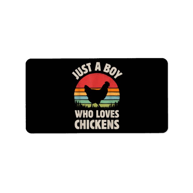 Hühnchen nur ein Junge, der Lieben Retro Farm Adressaufkleber (Vorne)