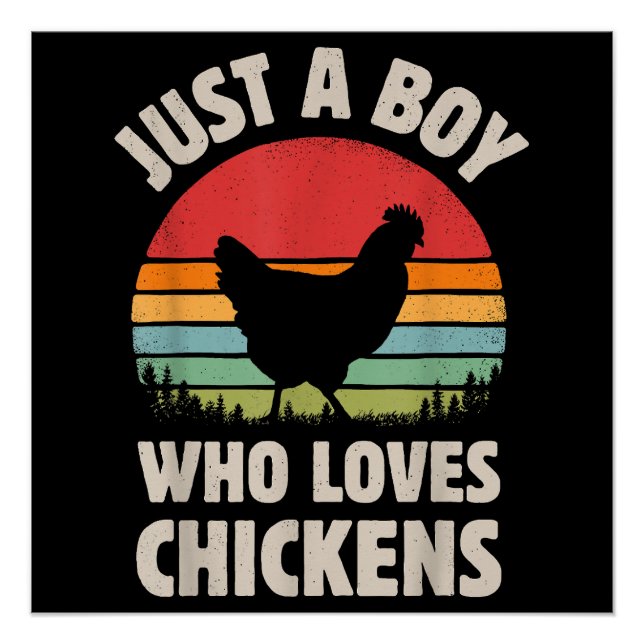 Hühnchen nur ein Junge, der Lieben Retro Farm Poster (Vorderseite)