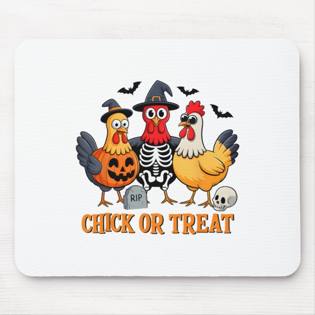 Hühnchen oder Behandeln Lustiges Hühner-Halloween- Mousepad (Vorne)
