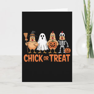 Hühnchen oder Streich Funny Halloween-Hühnerkostüm Karte