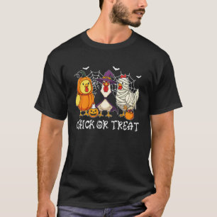 Hühnchen oder Streich lustiger Halloween-Kürbis-Ge T-Shirt