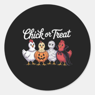 Hühnchen oder Streich lustiges Huhn Halloween Runder Aufkleber