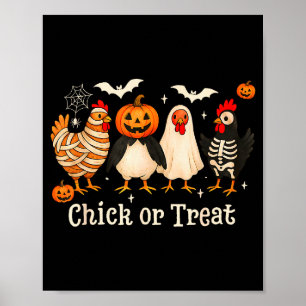 Hühnchen oder Streich lustiges Hühner-Halloween-Ko Poster