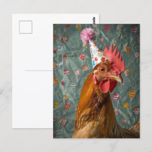 Hühnchen-Partyhut Postkarte