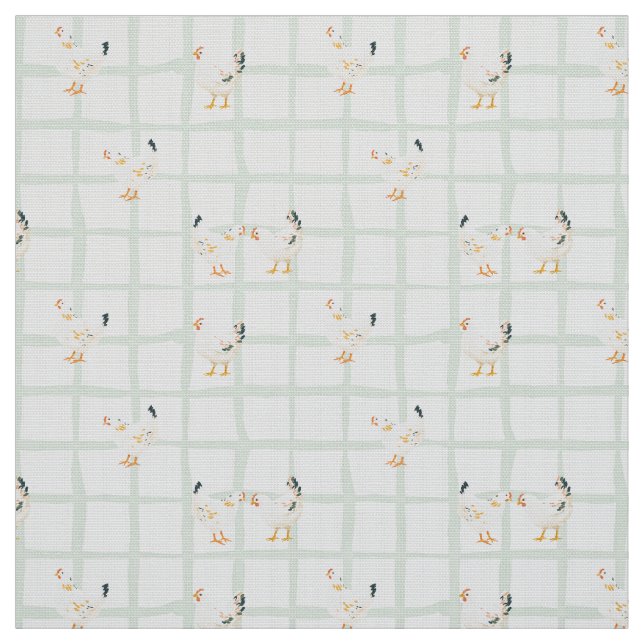 Hühnchen-Picknick-Karomuster  Stoff (Muster)