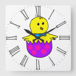 Hühnchen Quadratische Wanduhr