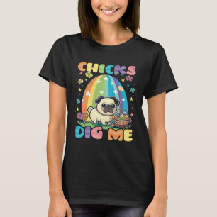 Hühnchen stehen auf mich Pug Christliches Ostern T-Shirt