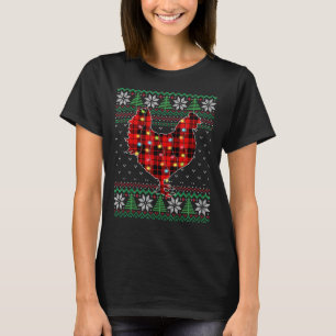 Hühnchen Ugly Sweater Weihnachtstiere Lights Xmas T-Shirt