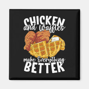 Hühnchen und Waffeln Brunch Essen Lustig Magnet