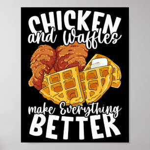 Hühnchen und Waffeln Brunch Essen Lustig Poster