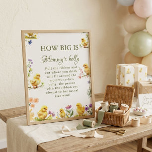 Hühnchen Wie groß ist Mamas Bauch Baby Shower Spie Poster