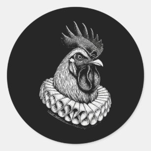 Hühnen-Renaissance-Porträt Vintage Edles Huhn Runder Aufkleber