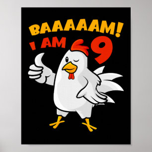 Hühner 9. Geburtstagsfeier Bauernhof Huhn Hühnerho Poster