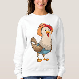 Hühner als Bauer mit Hut Sweatshirt