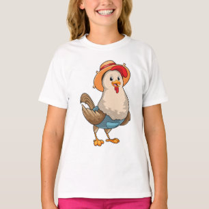 Hühner als Bauer mit Hut T-Shirt