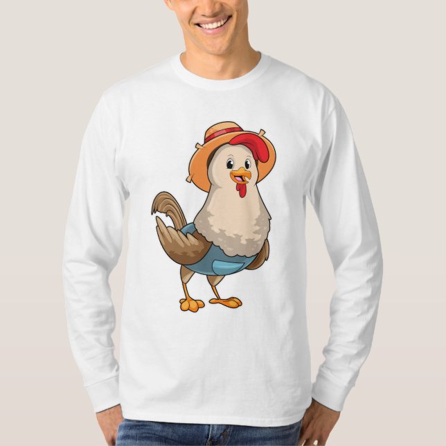 Hühner als Bauer mit Hut T-Shirt (Vorderseite)