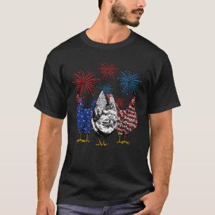 Hühner Amerikanische Flagge Patriotischer Landwirt T-Shirt