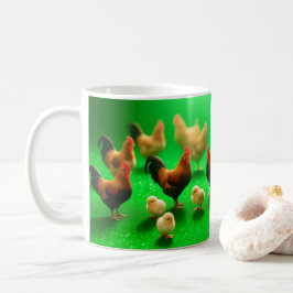 Hühner auf grünem Hintergrund Kaffeetasse