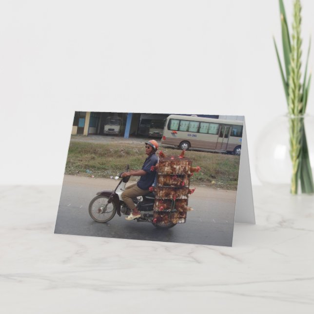 Hühner auf Motorrad-Vietnam Karte (Vorderseite)