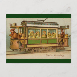 Hühner auf Trolley Auto Vintag Ostern Feiertagspostkarte