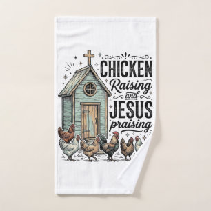 Hühner aufziehende Jesus preisende Vintage-Farm-Sh Handtuch